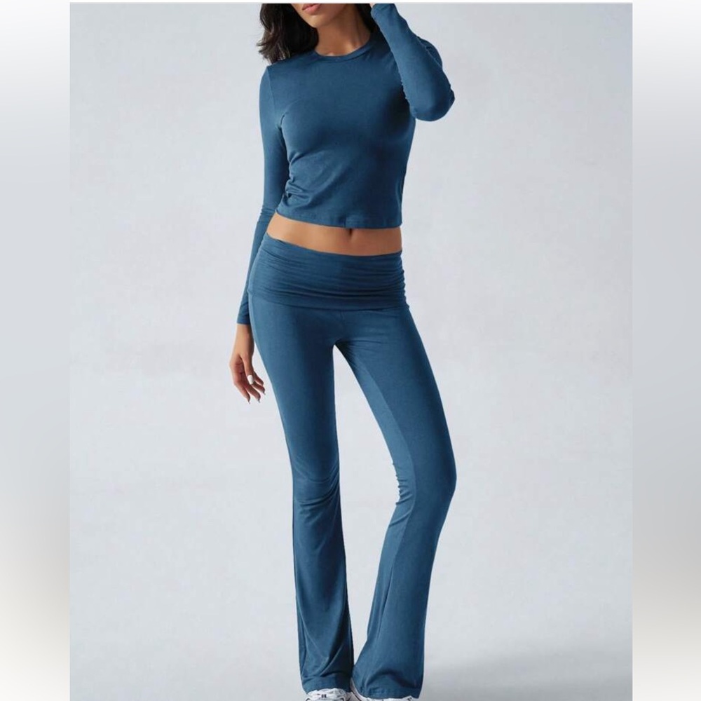 SHEIN Blue Boot Cut Flare Pant SET